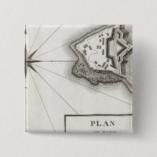 Badge Carré 5 Cm Plan du fort Niagara (Devant)