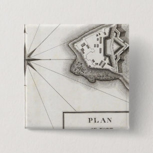 Badge Carré 5 Cm Plan du fort Niagara