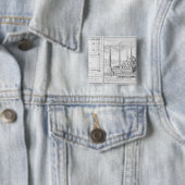 Badge Carré 5 Cm Plan et vue de la mosquée bleue (1609-16), établis (En situation)