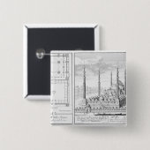 Badge Carré 5 Cm Plan et vue de la mosquée bleue (1609-16), établis (Devant & derrière)