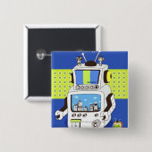 Badge Carré 5 Cm Plan rapproché d'un robot (Devant & derrière)