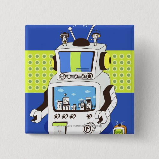 Badge Carré 5 Cm Plan rapproché d'un robot (Devant)