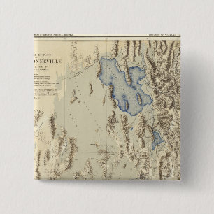 Badge Carré 5 Cm Plan restauré du lac Bonneville