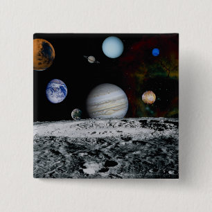 Badge Carré 5 Cm Planètes du système solaire