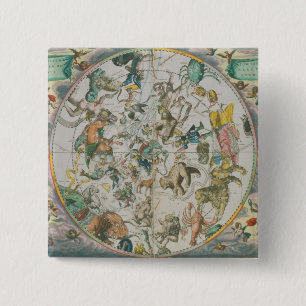 Badge Carré 5 Cm Planisphere céleste montrant les signes du Zod