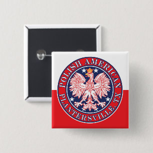 Badge Carré 5 Cm Plantersville Texas Aigle polonaise américaine