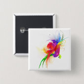 Badge Carré 5 Cm Plaques de peinture Abstraites Rainbow Lorikeet (Devant & derrière)