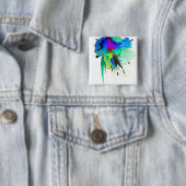 Badge Carré 5 Cm Plaques de peinture Peacock Abstraites (En situation)