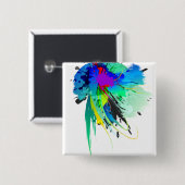 Badge Carré 5 Cm Plaques de peinture Peacock Abstraites (Devant & derrière)