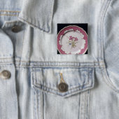 Badge Carré 5 Cm Plat avec la conception botanique (En situation)