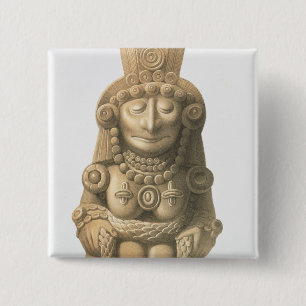 Badge Carré 5 Cm Plat "des monuments antiques du Mexique", 1866 (Li