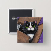 Badge Carré 5 Cm Plein O bouton de chat de la boîte (Devant & derrière)