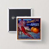 Badge Carré 5 Cm Plongée Fille Californie Pommes (Devant & derrière)
