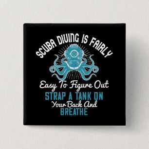 Badge Carré 5 Cm Plongée - La Plongée Est Facile À Apprendre