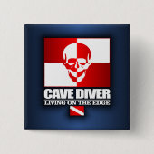 Badge Carré 5 Cm Plongeur De Grotte - Vivre Sur Le Bord (Devant)
