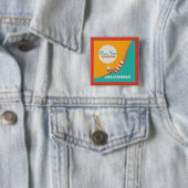 Badge Carré 5 Cm Plongez Dans Le Soleil | Californie (En situation)