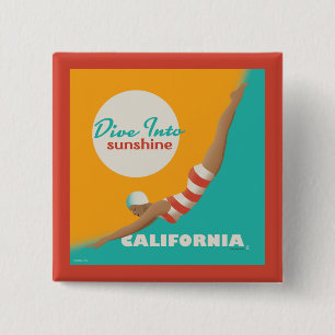 Badge Carré 5 Cm Plongez Dans Le Soleil   Californie