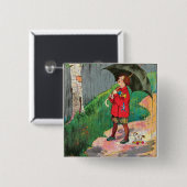 Badge Carré 5 Cm Pluie, Pluie, Pars - Mère Goose Nurserme Rhyme (Devant & derrière)