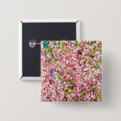 Badge Carré 5 Cm Plum à fleurs (Devant & derrière)