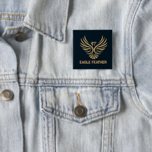 Badge Carré 5 Cm Plume de l'aigle Texte personnalisé et image carré