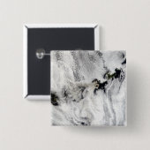 Badge Carré 5 Cm Plume du volcan Okmok, îles Aléoutiennes (Devant & derrière)