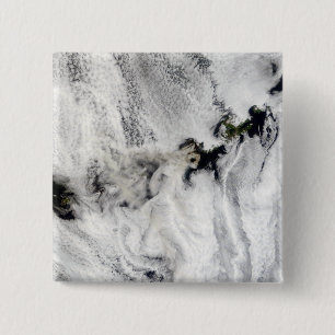 Badge Carré 5 Cm Plume du volcan Okmok, îles Aléoutiennes