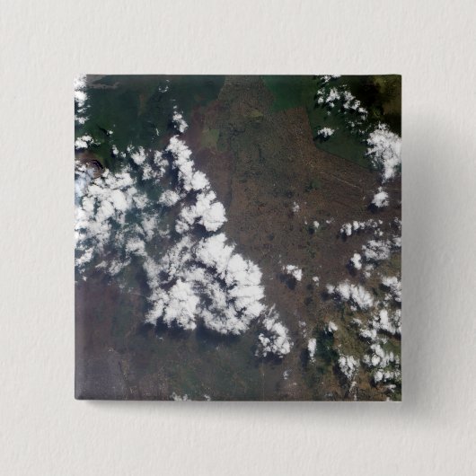 Badge Carré 5 Cm Plume monte du volcan Nyiragongo en RDC (Devant)