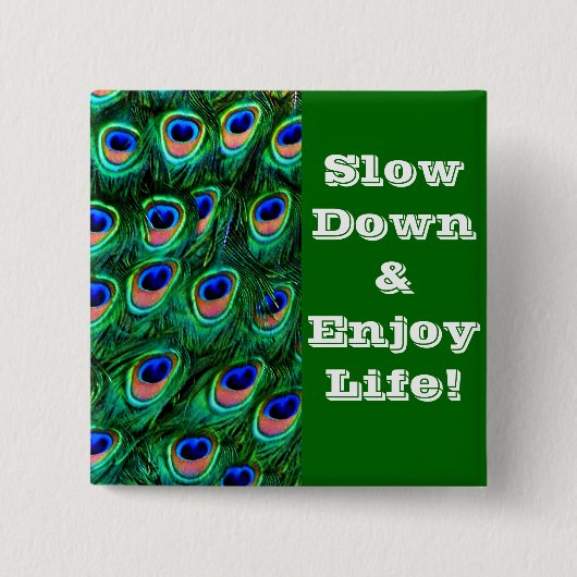 Badge Carré 5 Cm Plumes de paon_ (Devant)