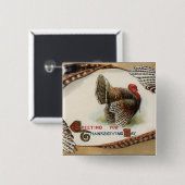 Badge Carré 5 Cm Plumes de Turquie (Devant & derrière)