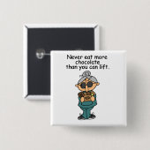 Badge Carré 5 Cm Plus d'Humours au chocolat (Devant & derrière)