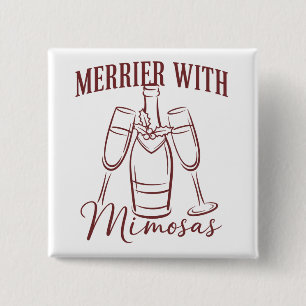 Badge Carré 5 Cm Plus joyeux avec Mimosas Noël Prosecco Fête de vin