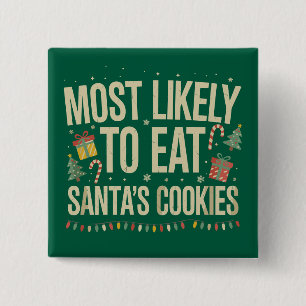 Badge Carré 5 Cm Plus Susceptible De Manger Les Cookies De Santa Fa