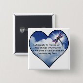 Badge Carré 5 Cm Poème de coeur de libellule (Devant & derrière)