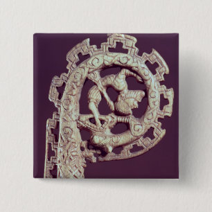 Badge Carré 5 Cm Poignée découpée de l'escroc d'un évêque, os