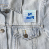 Badge Carré 5 Cm Points Bleus du bon matin (En situation)