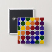 Badge Carré 5 Cm Pois d'arc-en-ciel sur le gris (Devant & derrière)