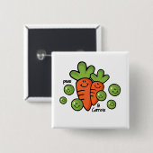 Badge Carré 5 Cm Pois Et Carottes (Devant & derrière)
