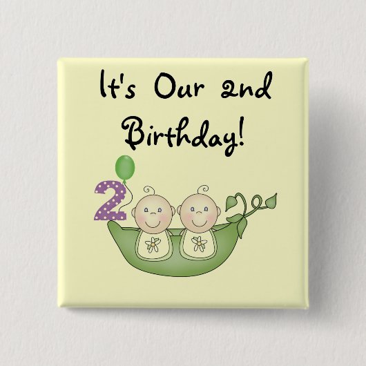 Badge Carré 5 Cm Pois jumeaux en 2ème T-shirts et cadeaux d'un (Devant)