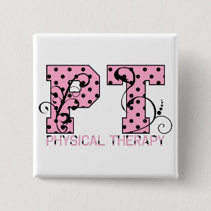 Badge Carré 5 Cm pois noir et rose de pinte