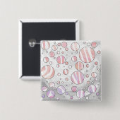 Badge Carré 5 Cm Pois rose et blanc Zebra (Devant & derrière)