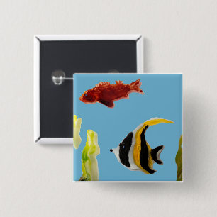 Badge Carré 5 Cm Poisson aquatique