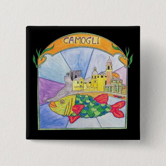 Badge Carré 5 Cm Poisson Camogli (Devant)