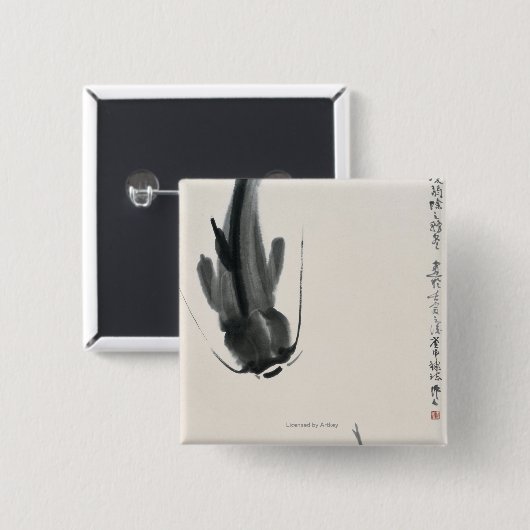 Badge Carré 5 Cm Poisson-chat chinois (Devant & derrière)