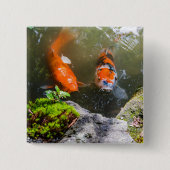 Badge Carré 5 Cm Poisson Koi dans un étang (Devant)