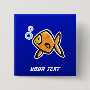 Badge Carré 5 Cm Poisson rouge bleu