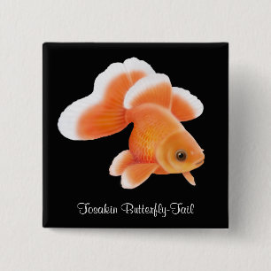 Badge Carré 5 Cm Poisson rouge de queue de papillon de Tosakin