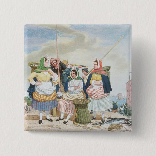 Badge Carré 5 Cm Poissonnerie par la mer, c.1860 (huile sur la (Devant)