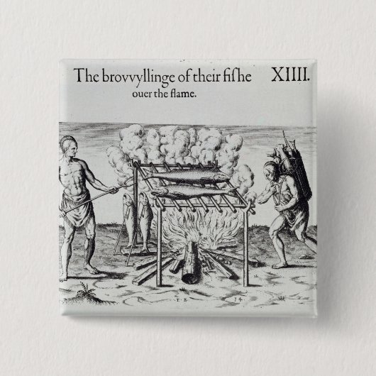 Badge Carré 5 Cm Poissons de cuisine (Devant)