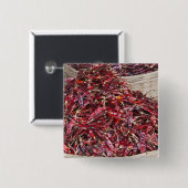 Badge Carré 5 Cm Poivrons rouges au marché local (Devant & derrière)