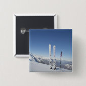 Badge Carré 5 Cm Pôles de ski et de ski (Devant & derrière)